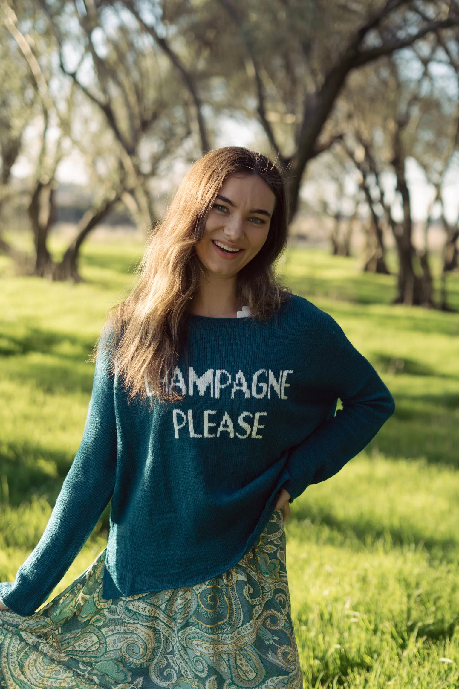 Champagne Please Crew Sweater