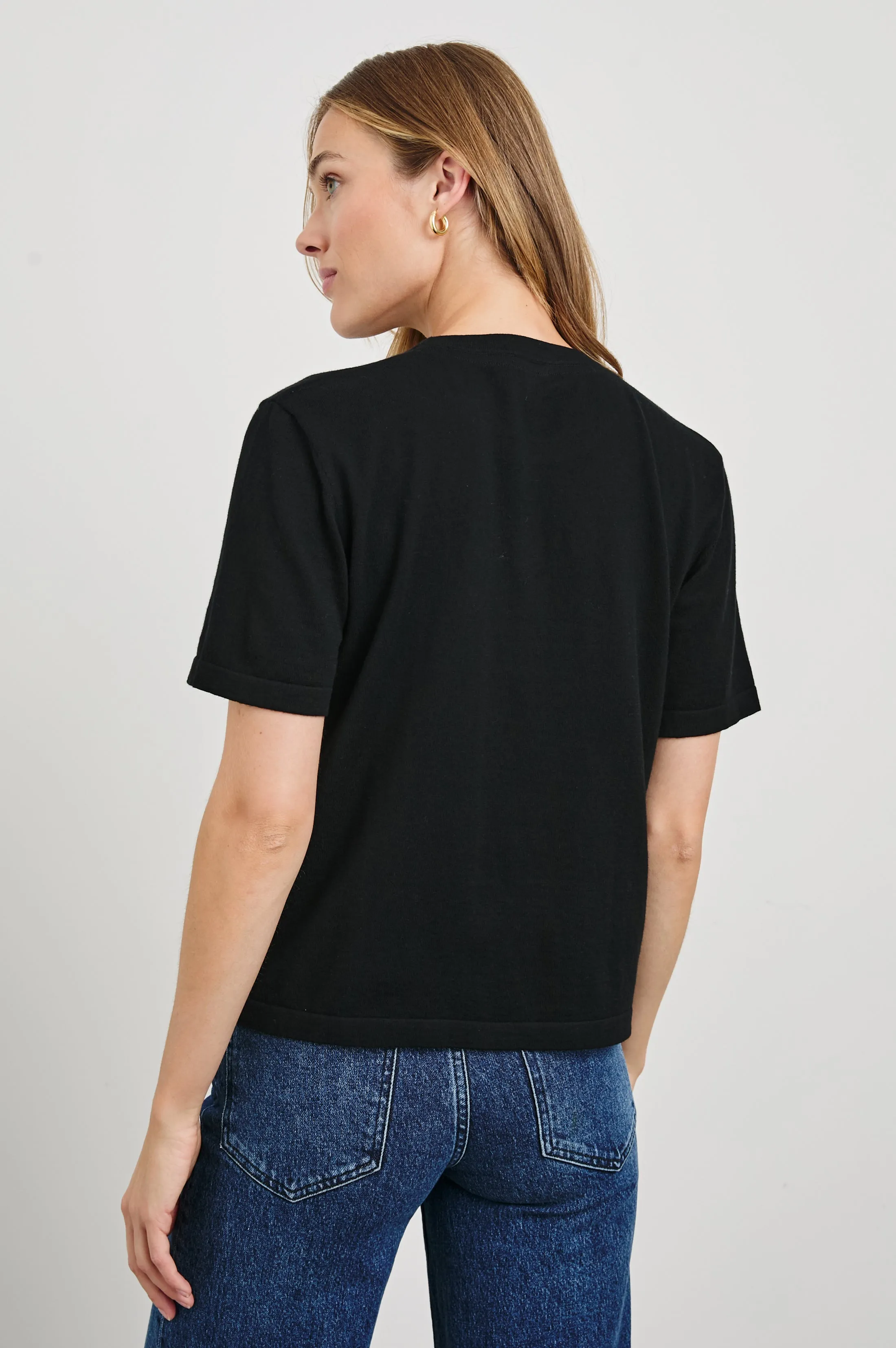 COTTON CASHMERE T-SHIRT - BLACK