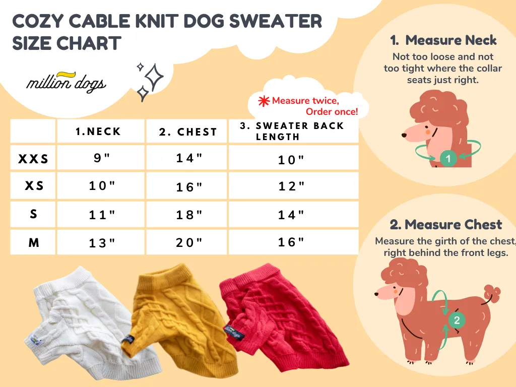 Cozy Mustard Cable Knit Dog Sweater