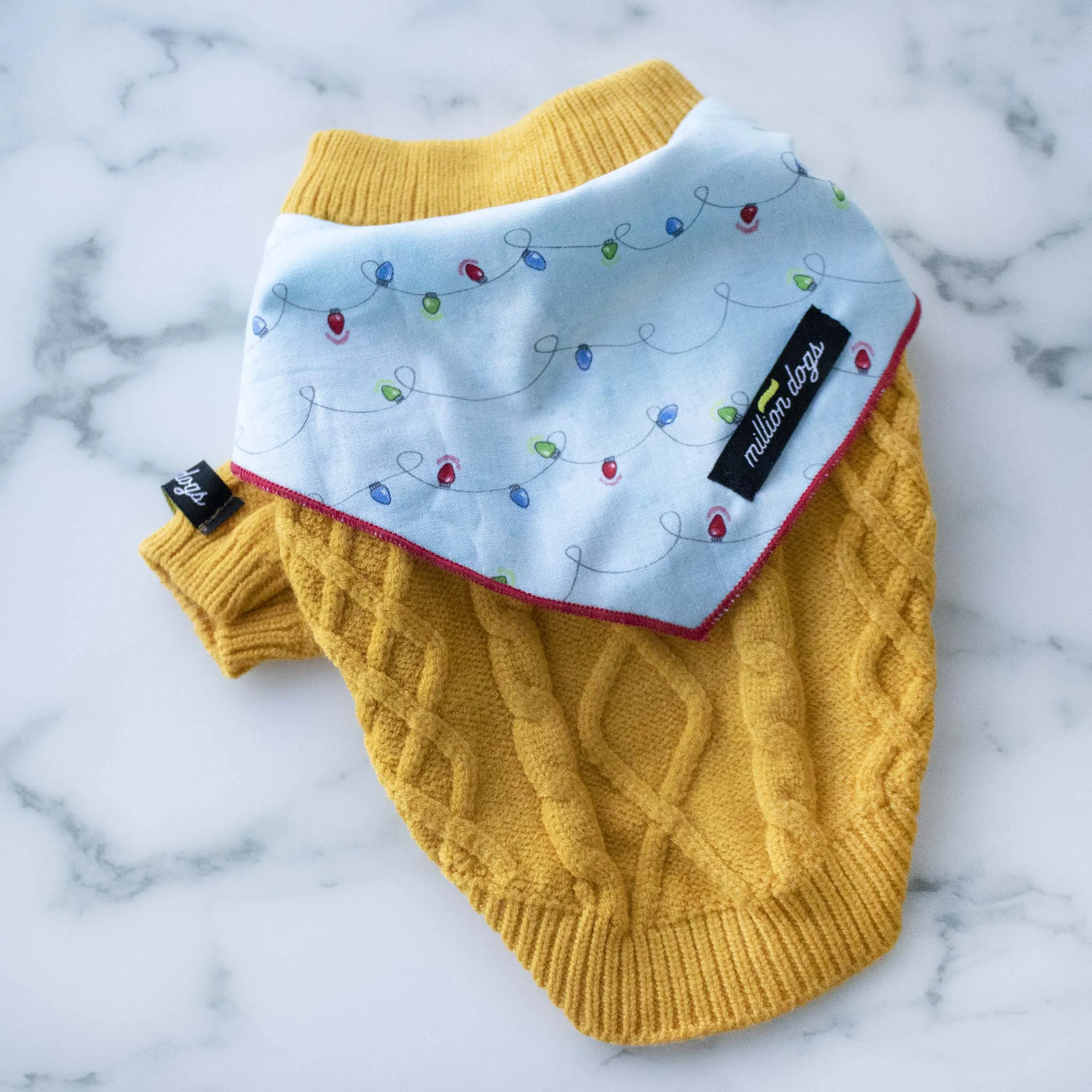 Cozy Mustard Cable Knit Dog Sweater