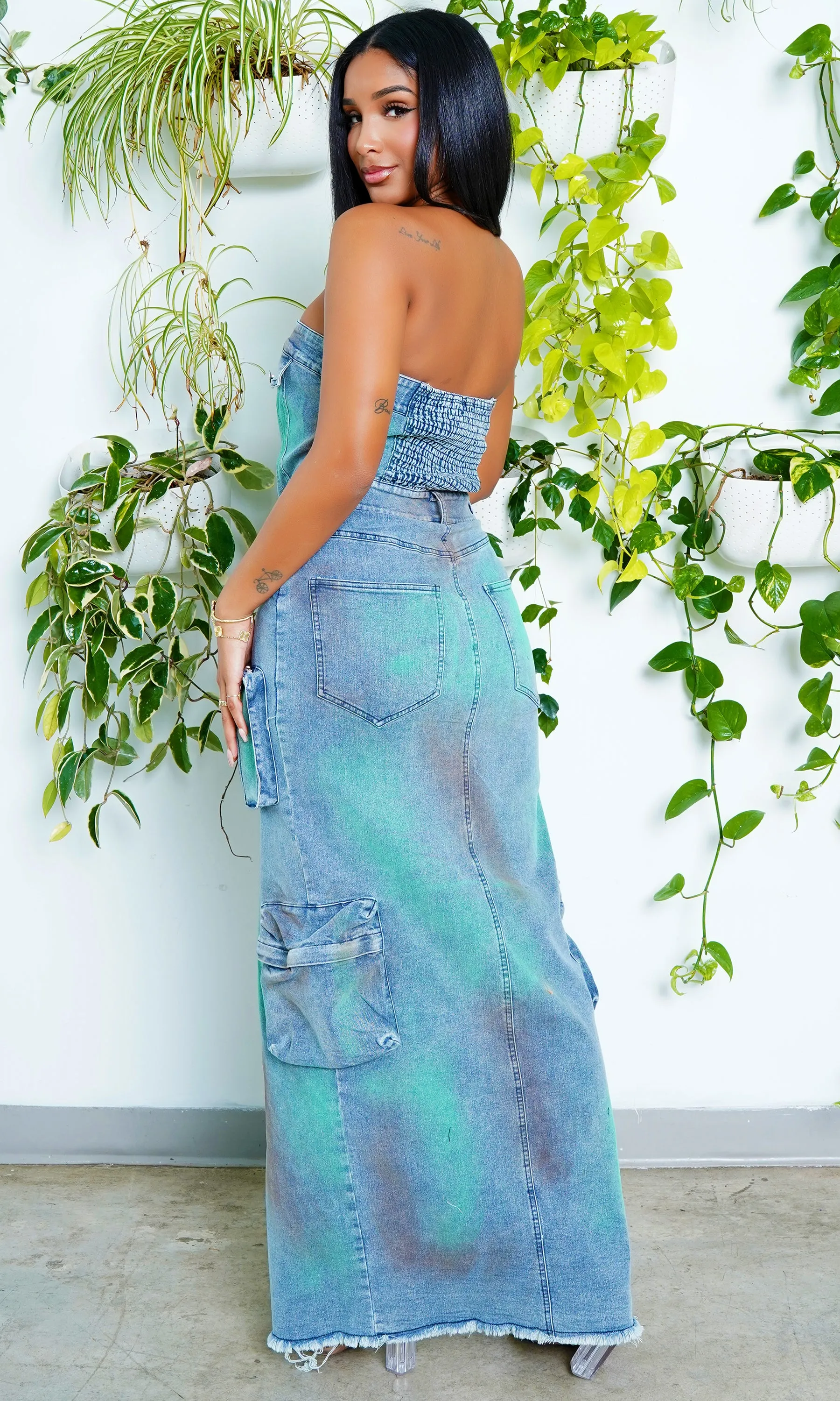 Denim Desire  | Denim Center Split Maxi Dress