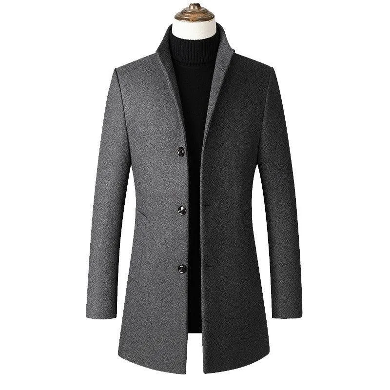 Dtand-collar Woolen Trench Coat