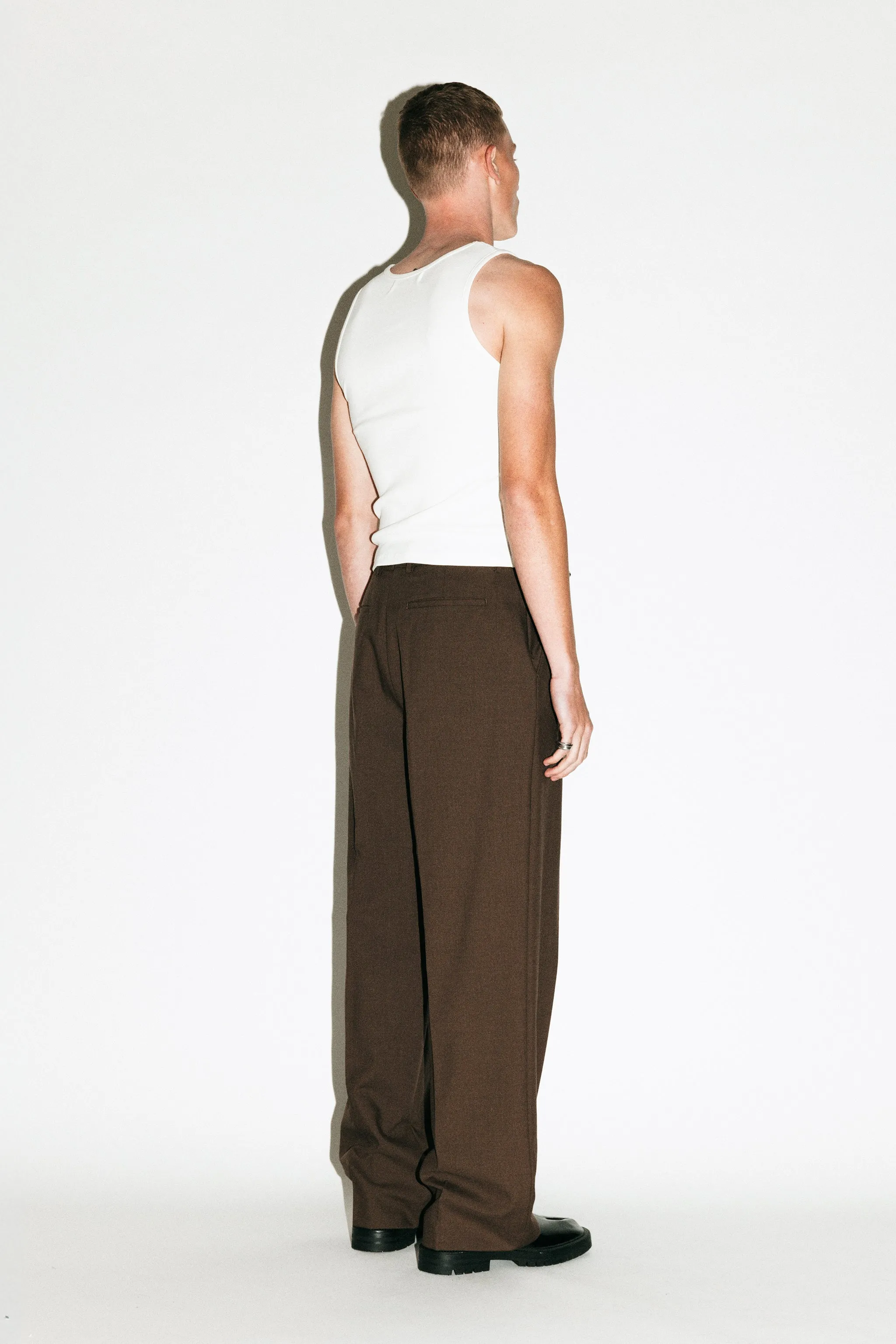 Dume Wide-Leg Ultra-Pleated Trouser  |  Chocolate Brown