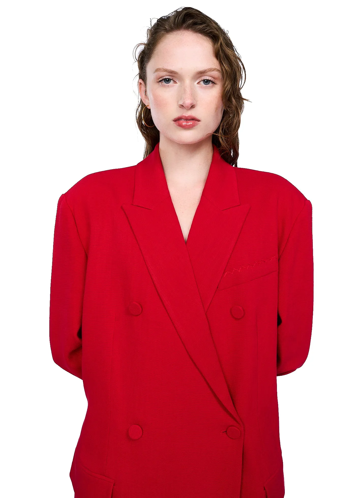 EENK Zabelle Double-Breasted Coat in Red