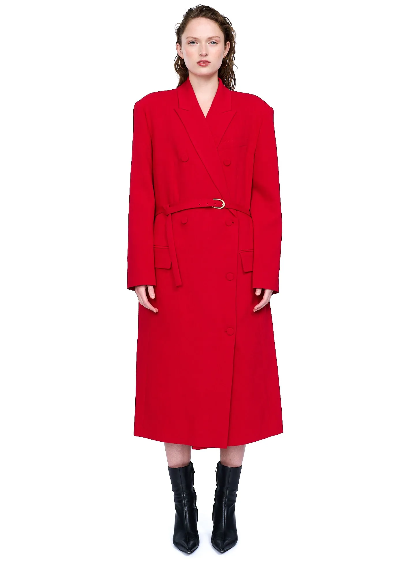 EENK Zabelle Double-Breasted Coat in Red