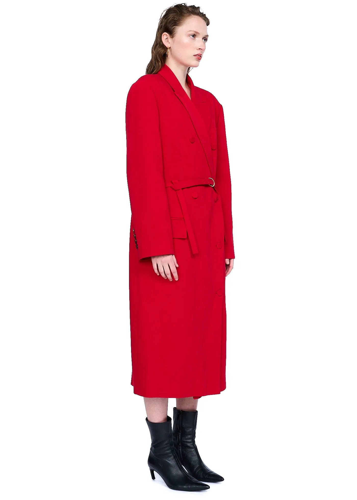 EENK Zabelle Double-Breasted Coat in Red