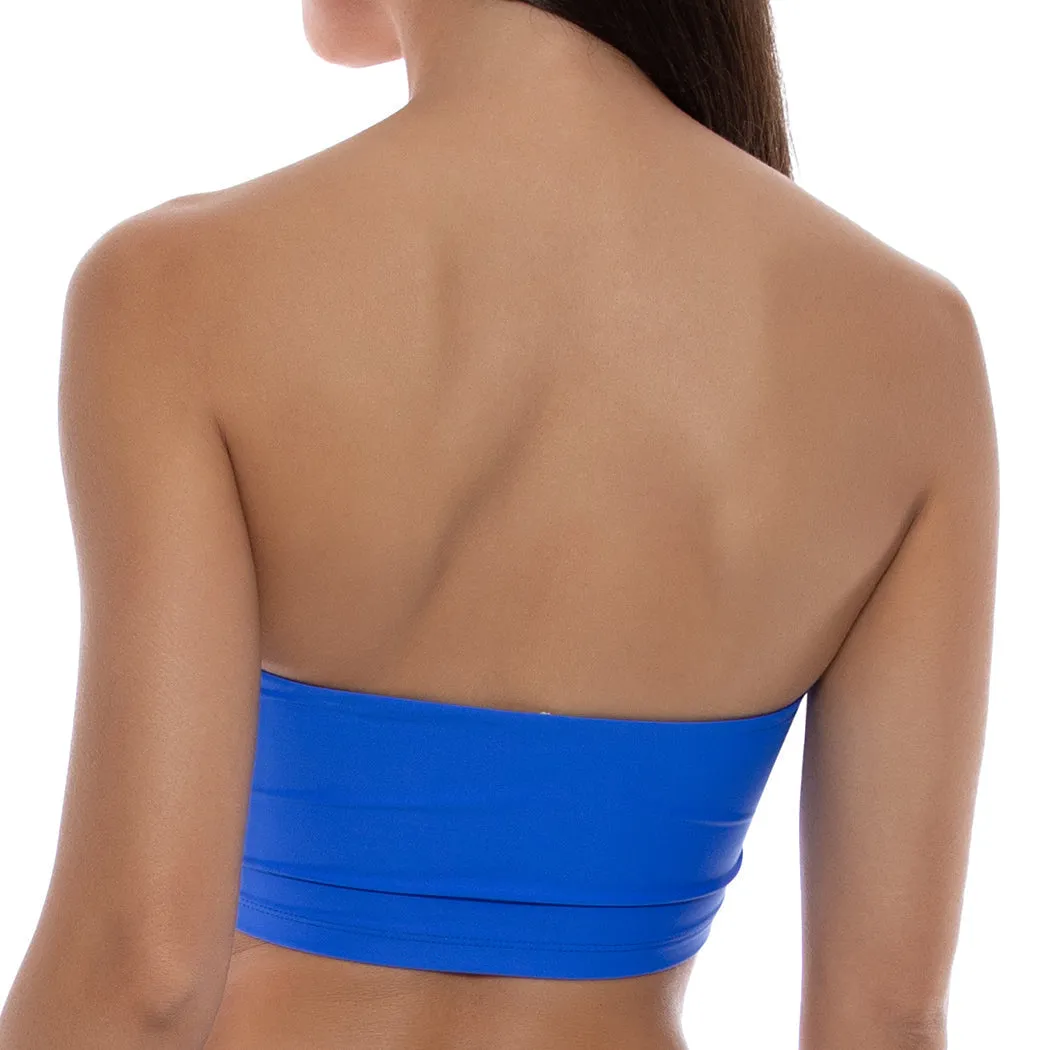 Electric Blue Brilla Double Loop Bandeau Crop Top