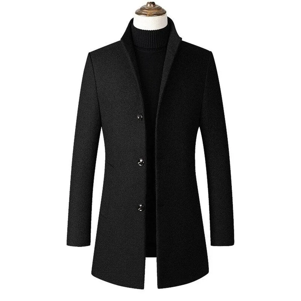 Elegant Wool Blend Casual Trench Coat