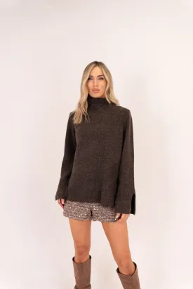 Elsa High Neck Jumper In Chocolate