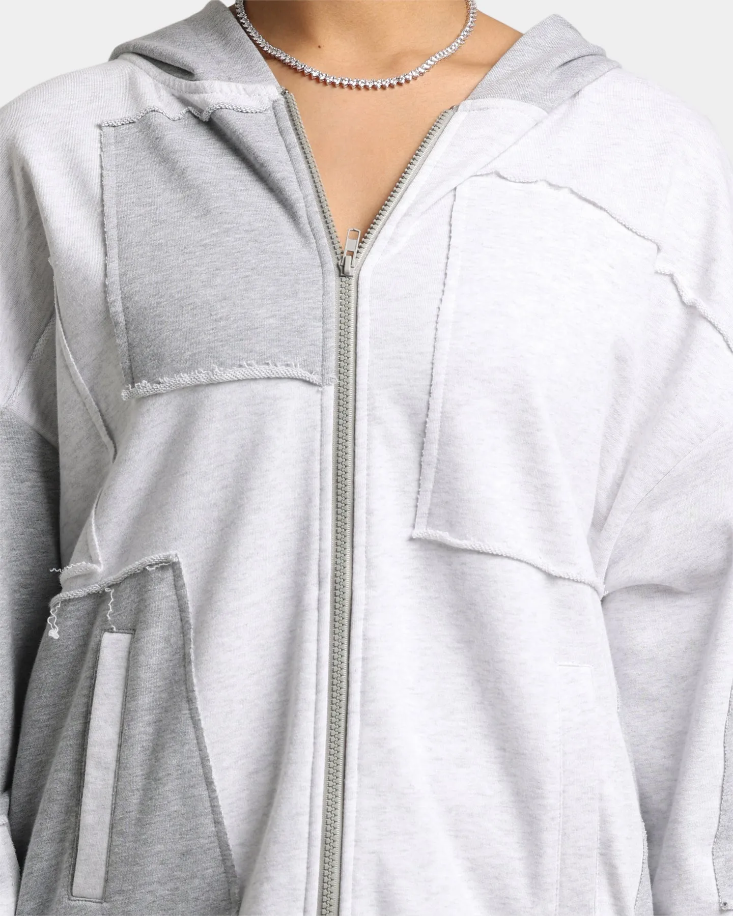 EN ES Women's Versatile Fleece Hoodie Grey Marle