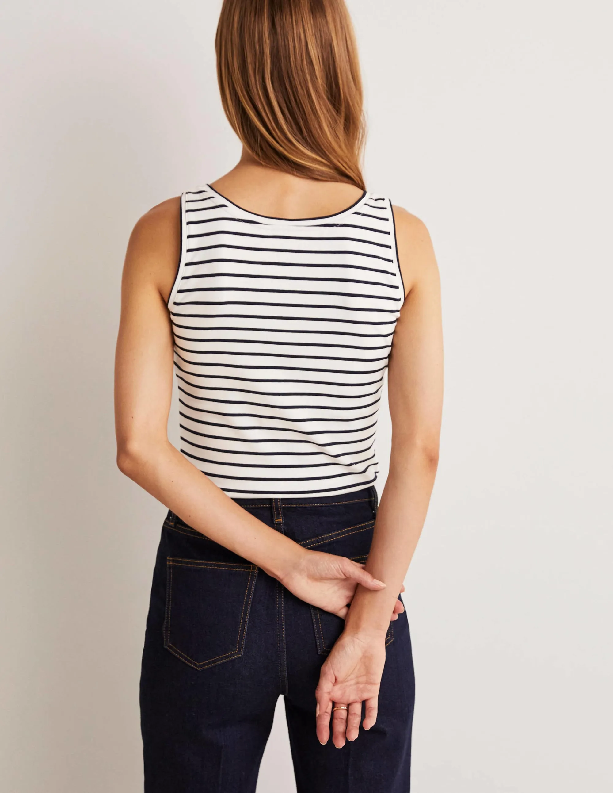 Essential Vest-Ivory / Navy Stripe