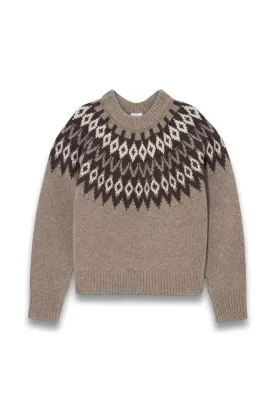 Fair Isle Wool Blend Knit Jumper, Natural/Multi