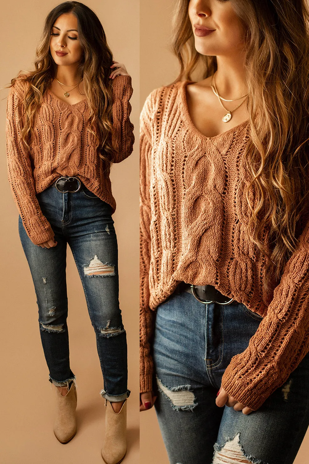 Falling Slowly Chenille Knit Sweater (Clay) | FINAL SALE