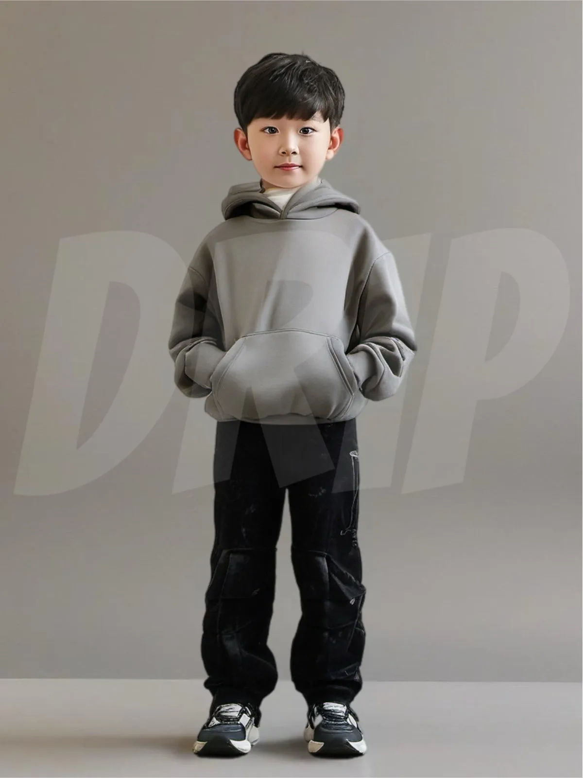 Felpa hoodie drip boxy fit bambino basic ferro