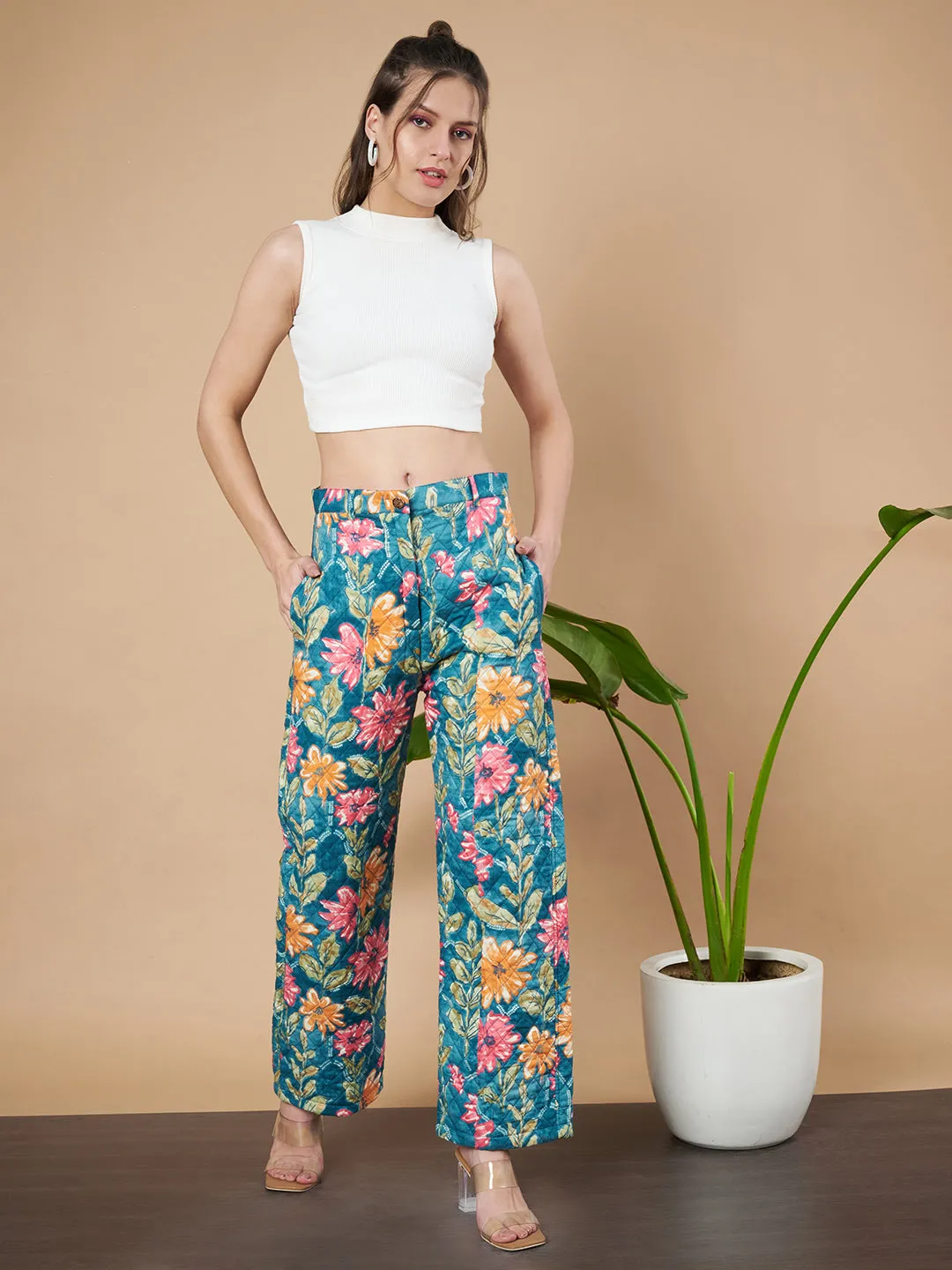 Floral Quilted Premium Trouser for Women