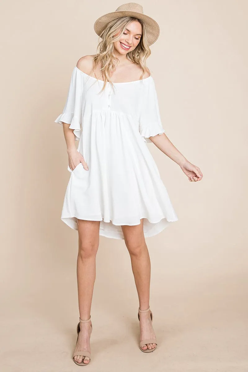 Flutter Sleeve Tiered Babydoll Mini Dress