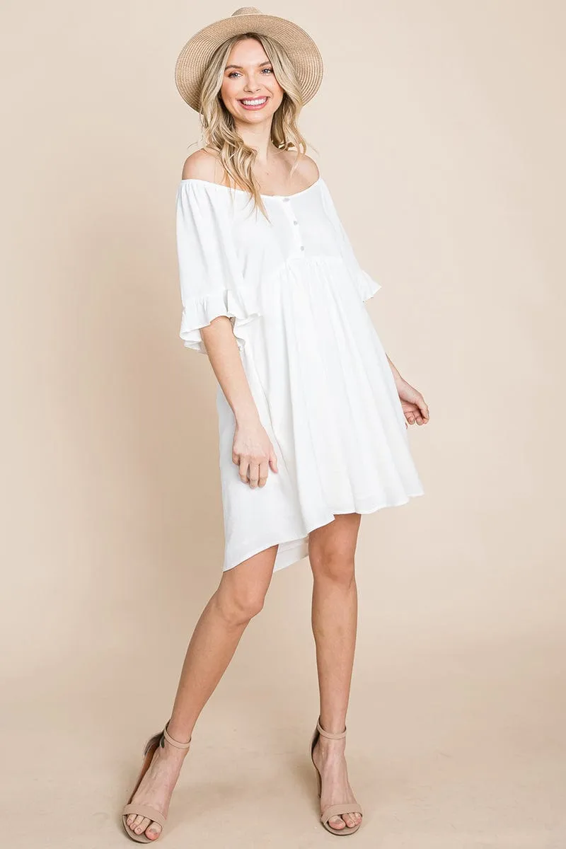 Flutter Sleeve Tiered Babydoll Mini Dress