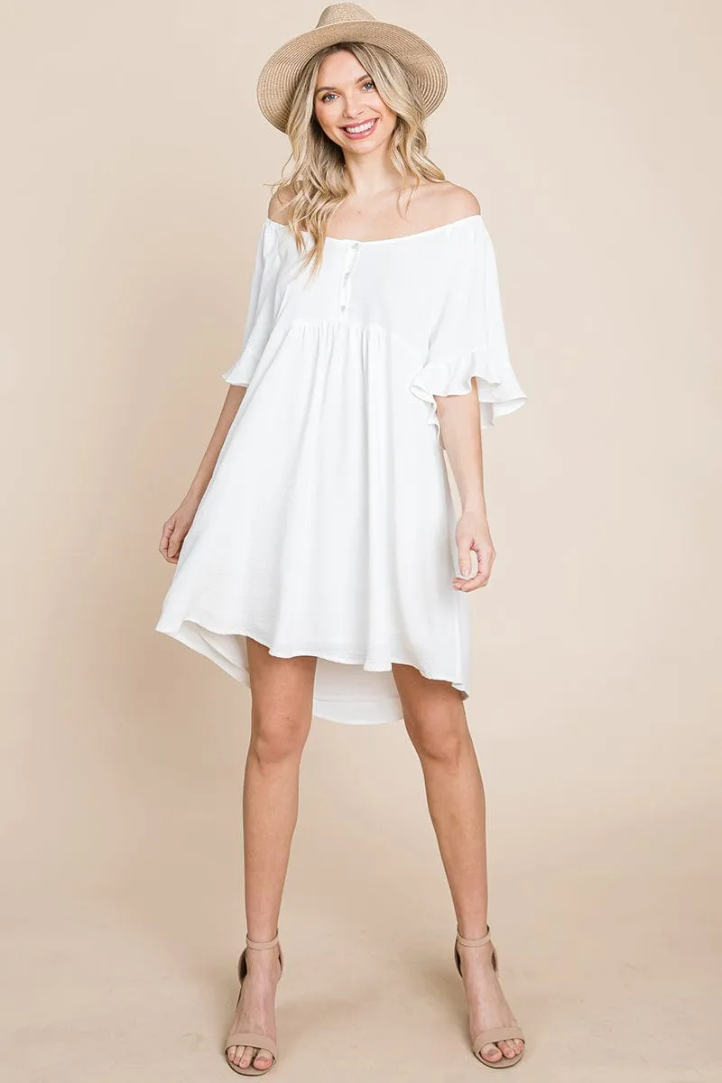 Flutter Sleeve Tiered Babydoll Mini Dress