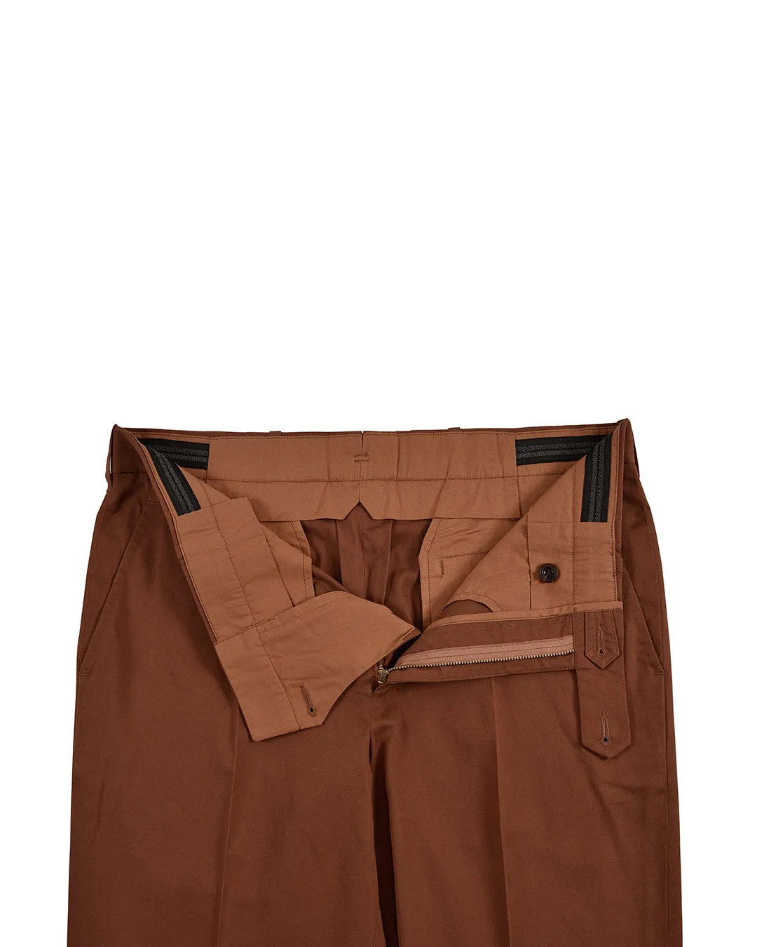 Fresco: Soft Brick Brown Stretch Twill Dress Pant