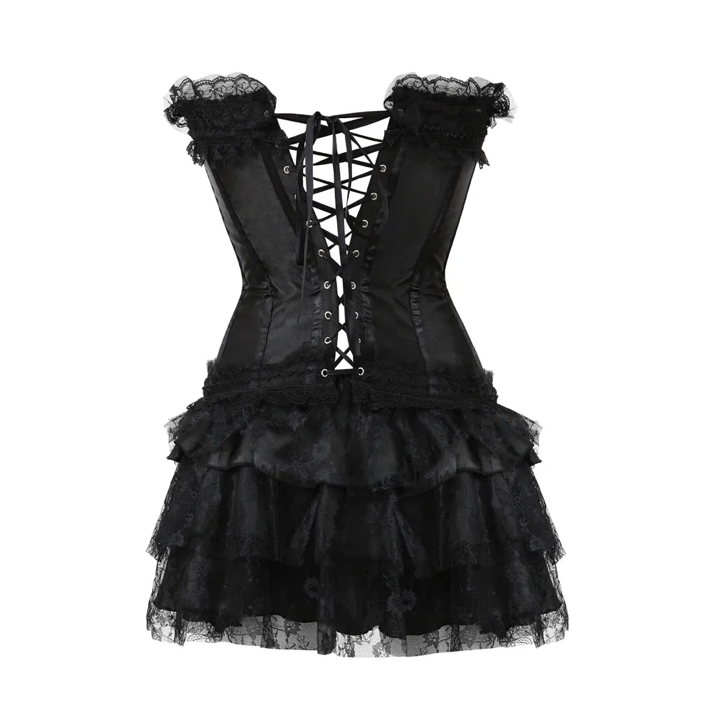 Funki Buys | Dresses | Women's Gothic Satin Lace Corset Dress