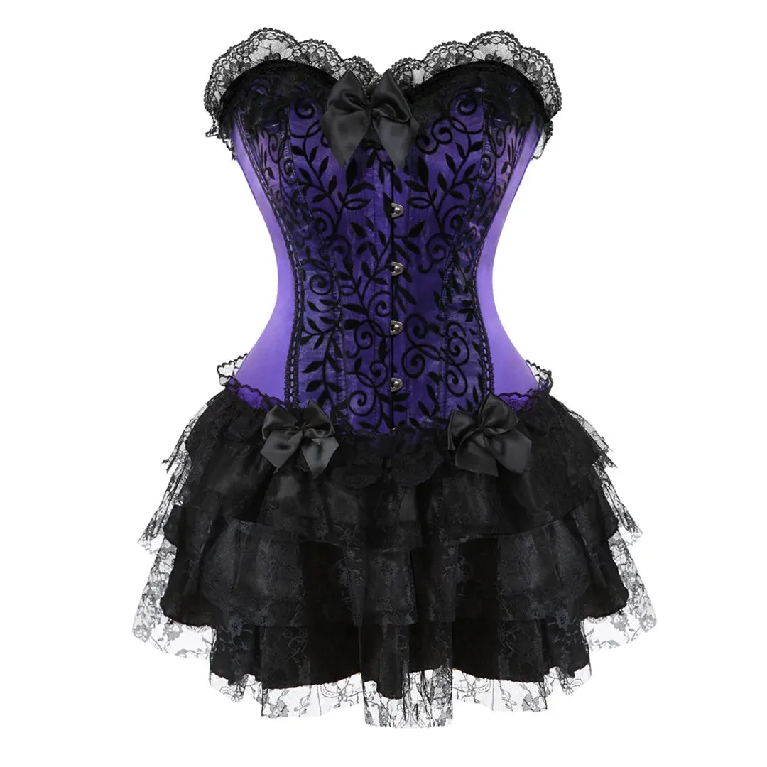 Funki Buys | Dresses | Women's Gothic Satin Lace Corset Dress