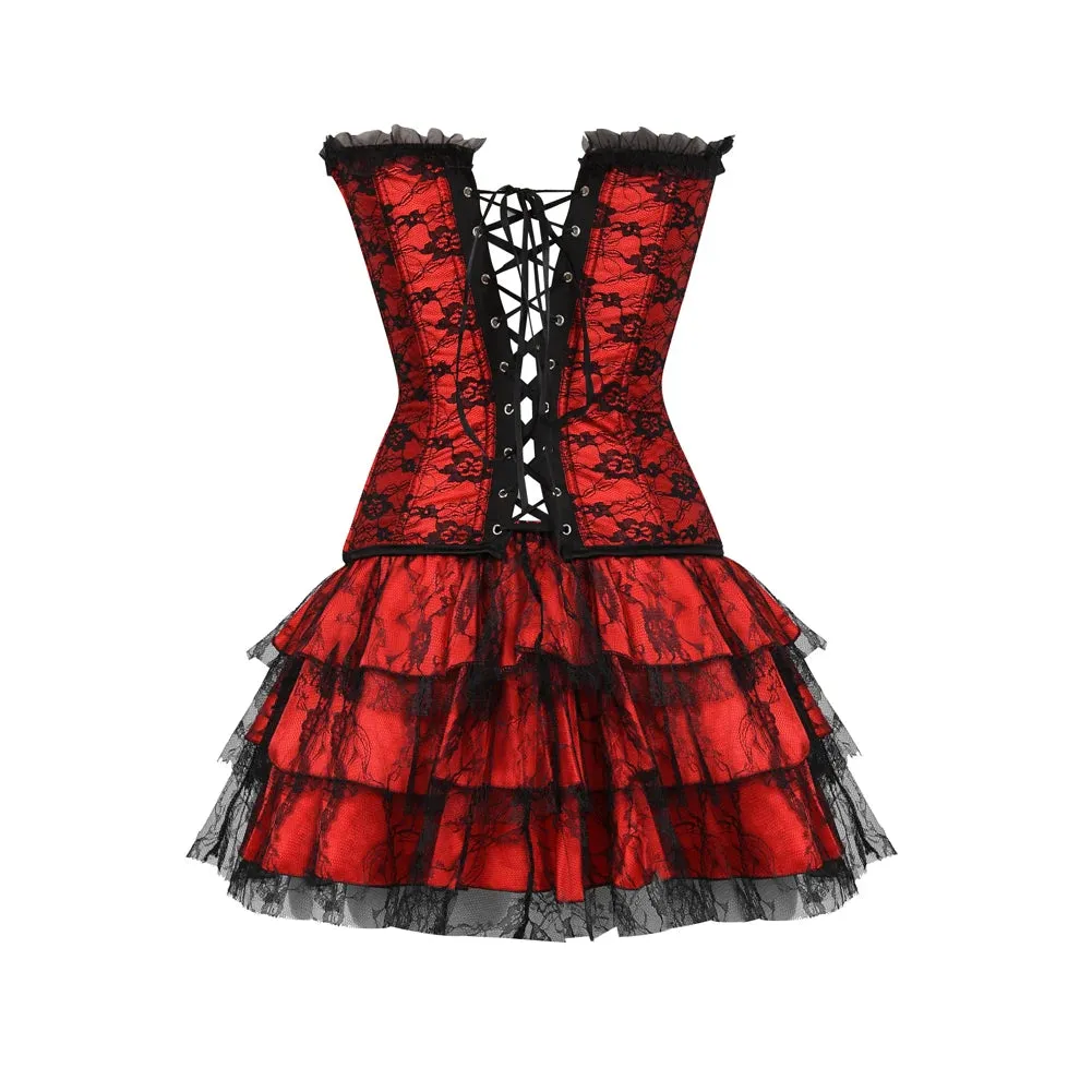 Funki Buys | Dresses | Women's Gothic Satin Lace Corset Dress