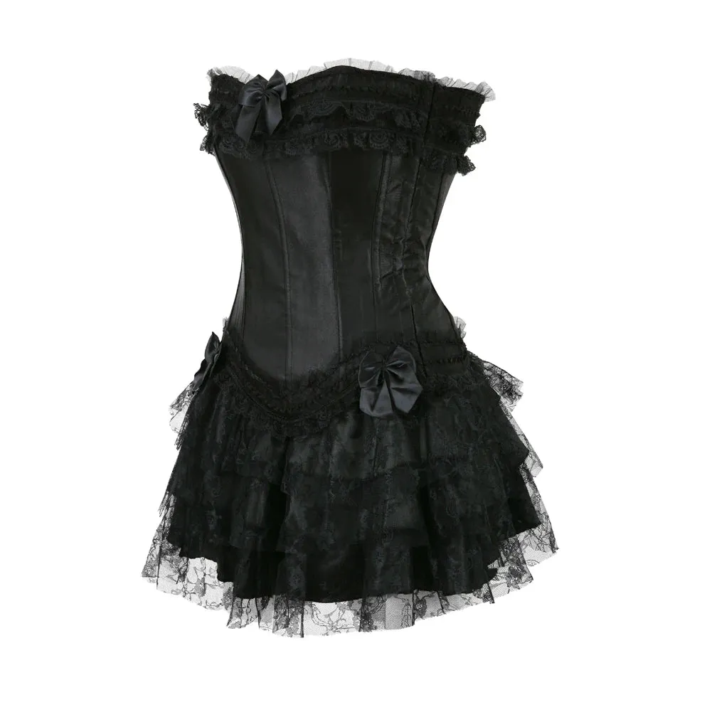 Funki Buys | Dresses | Women's Gothic Satin Lace Corset Dress