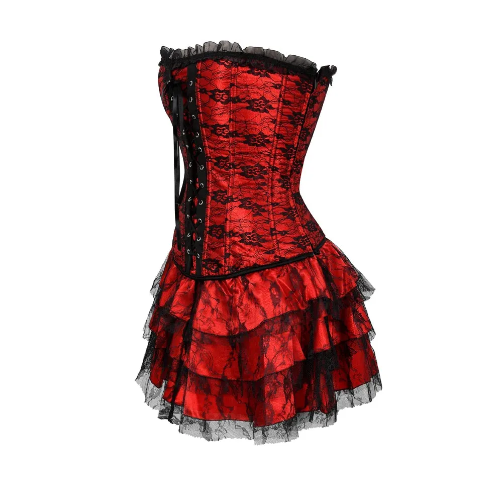 Funki Buys | Dresses | Women's Gothic Satin Lace Corset Dress