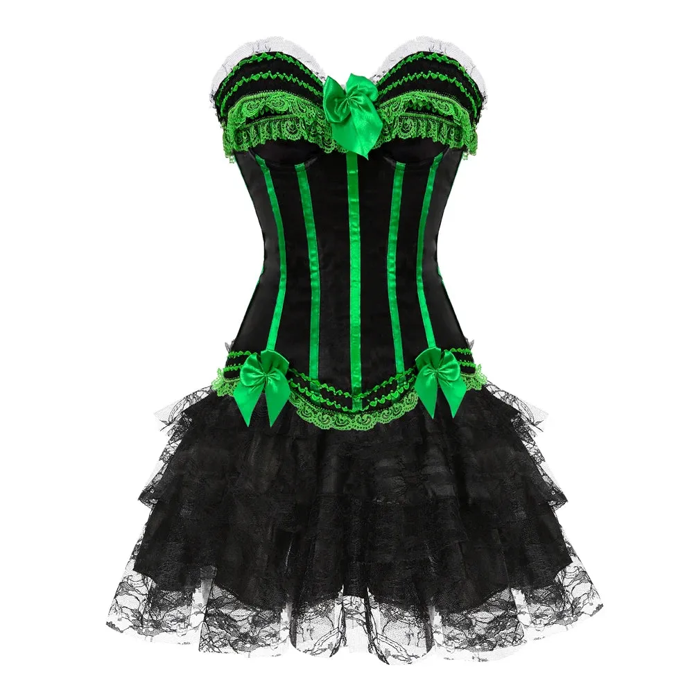 Funki Buys | Dresses | Women's Gothic Satin Lace Corset Dress