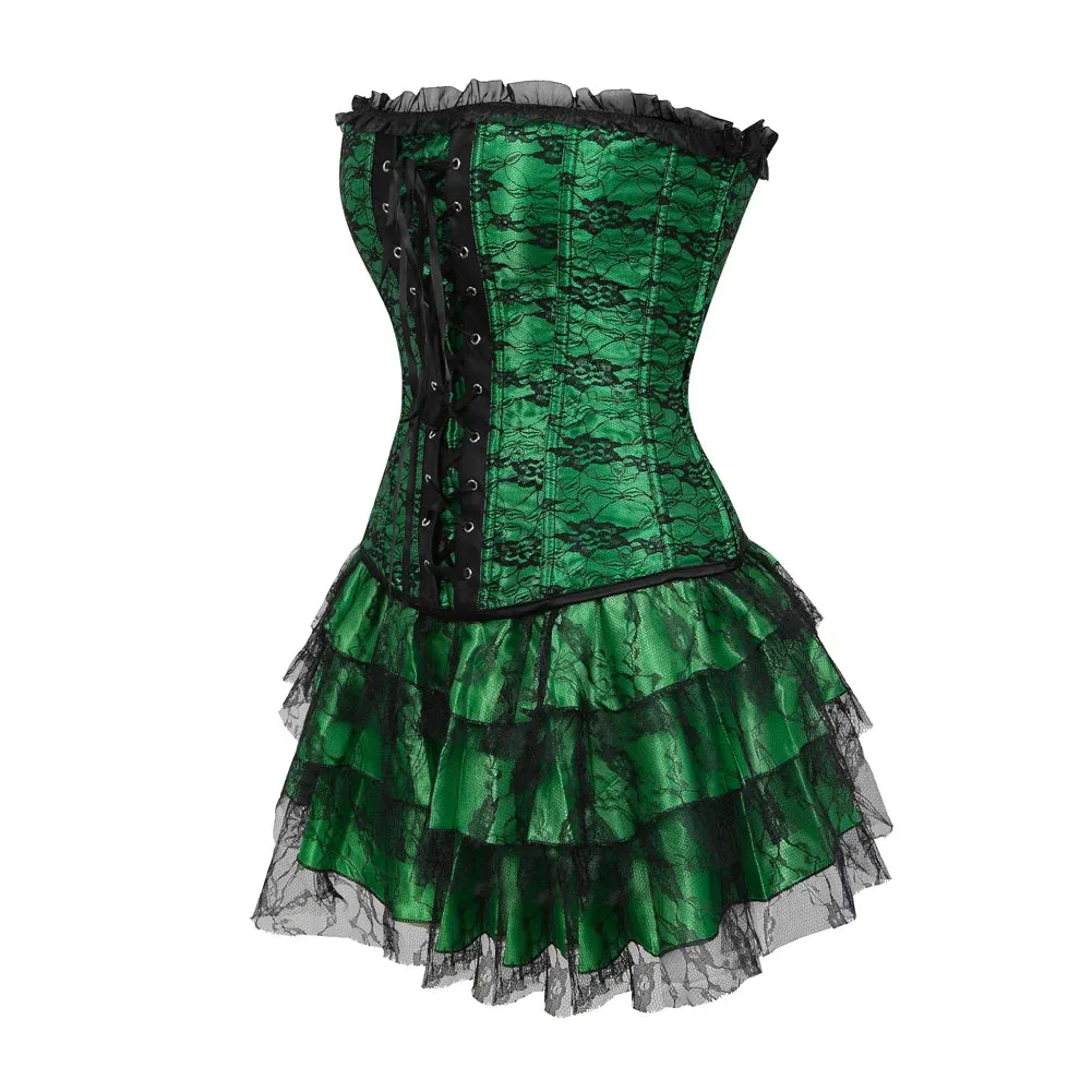 Funki Buys | Dresses | Women's Gothic Satin Lace Corset Dress