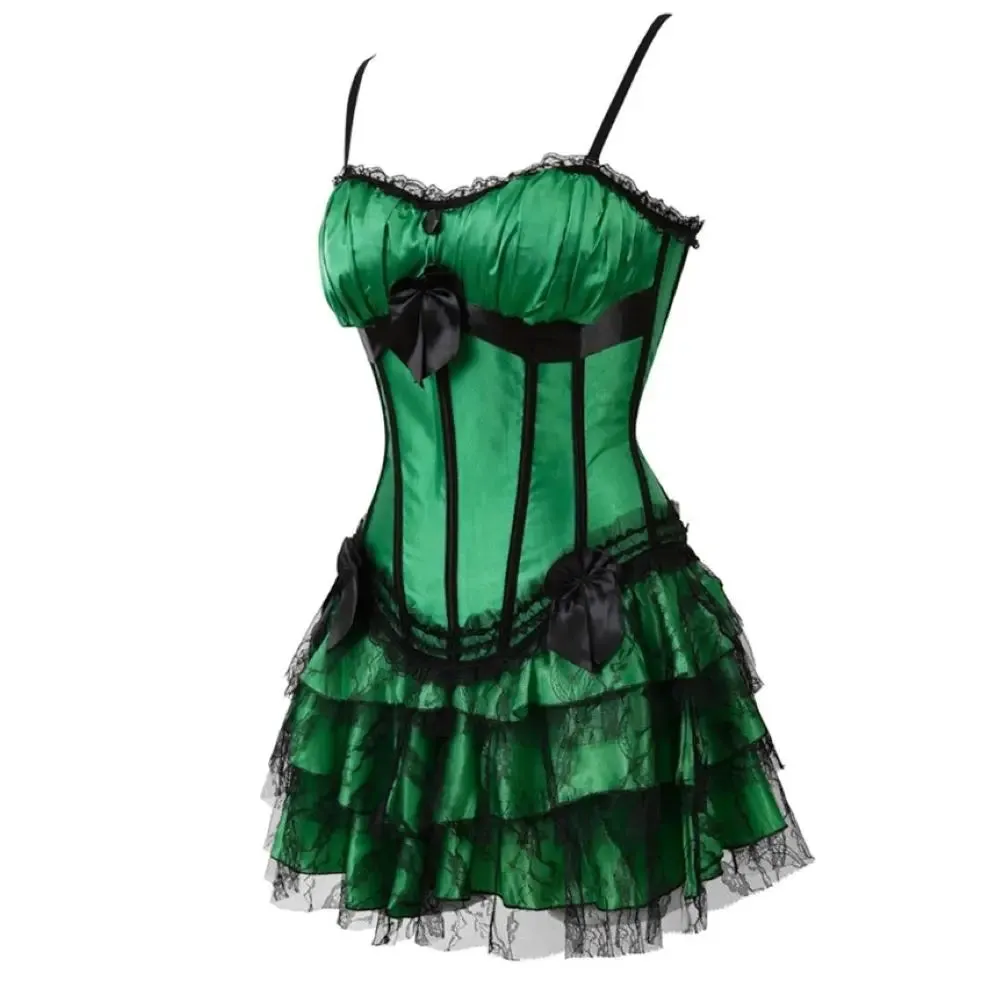 Funki Buys | Dresses | Women's Gothic Satin Lace Corset Dress