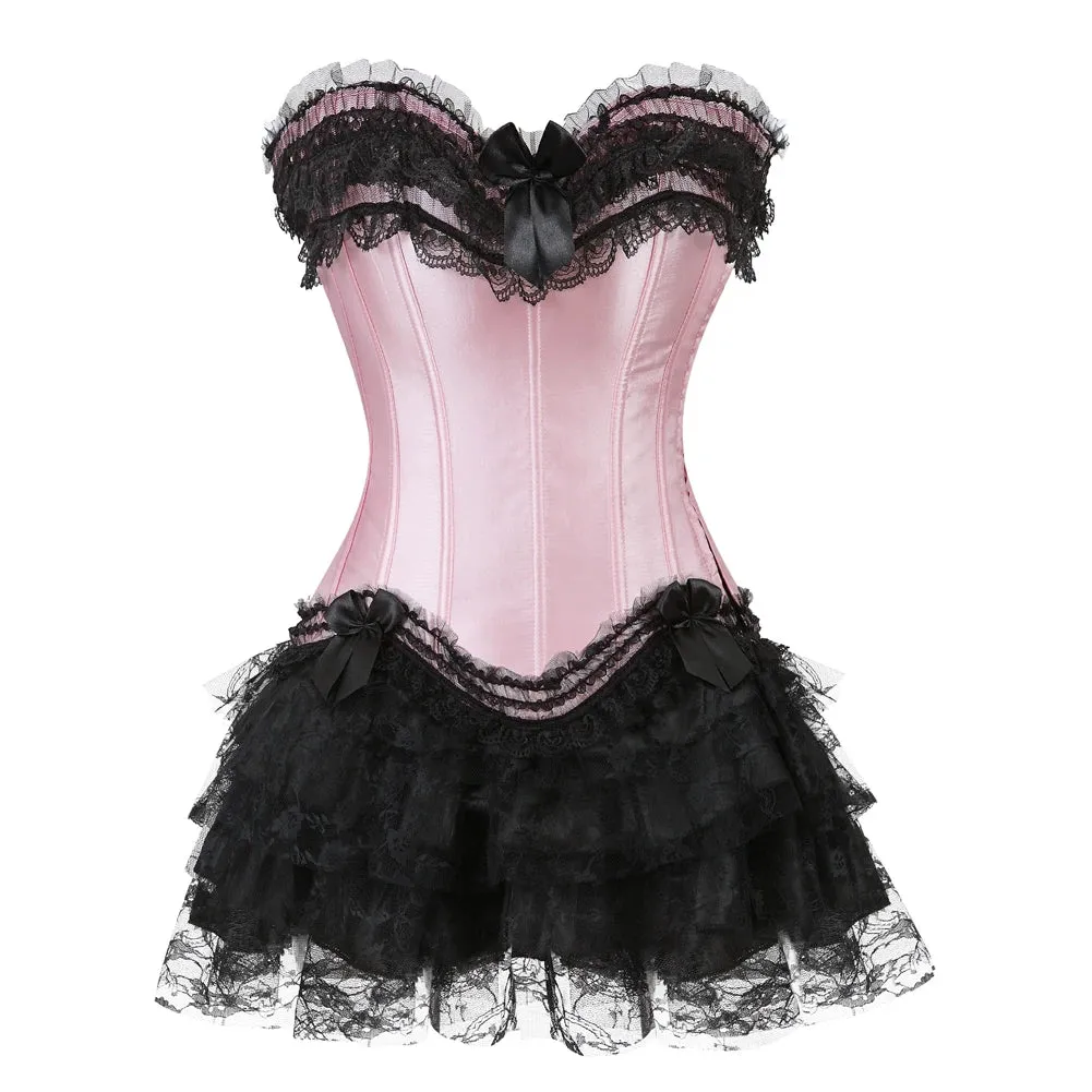 Funki Buys | Dresses | Women's Gothic Satin Lace Corset Dress