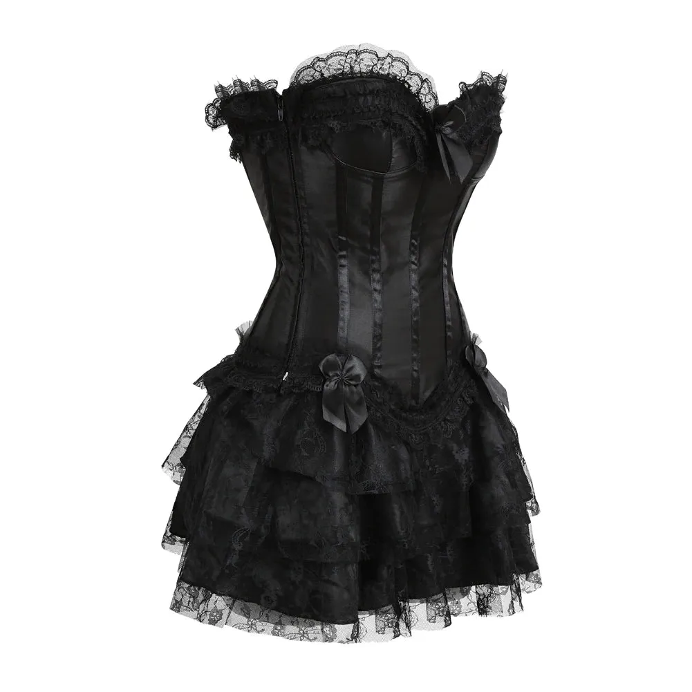 Funki Buys | Dresses | Women's Gothic Satin Lace Corset Dress