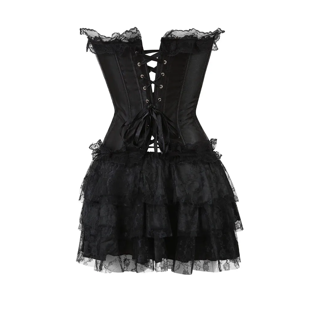 Funki Buys | Dresses | Women's Gothic Satin Lace Corset Dress