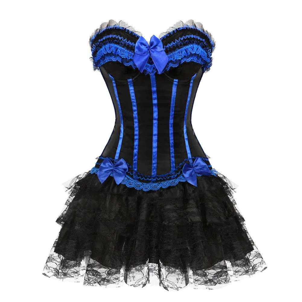 Funki Buys | Dresses | Women's Gothic Satin Lace Corset Dress