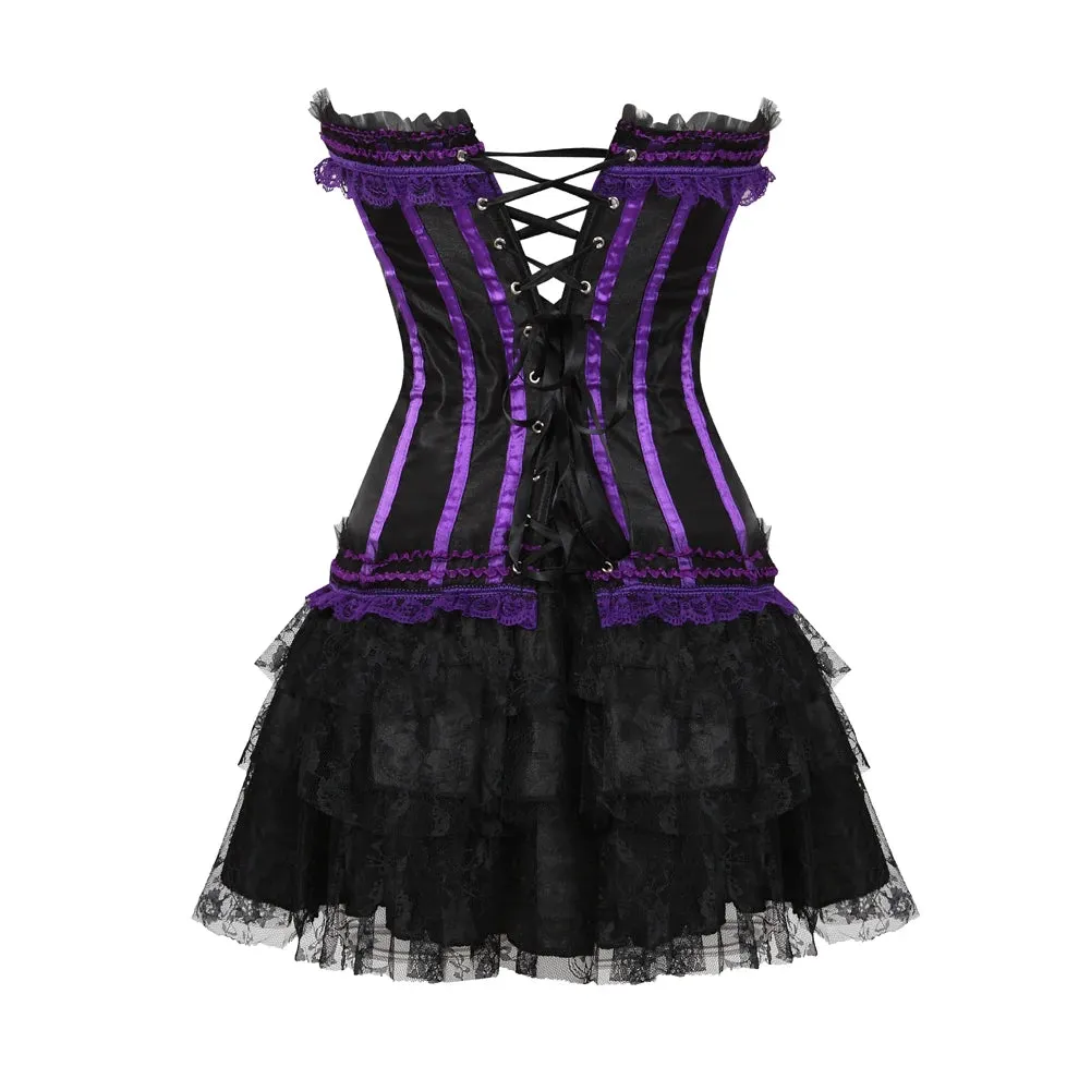 Funki Buys | Dresses | Women's Gothic Satin Lace Corset Dress