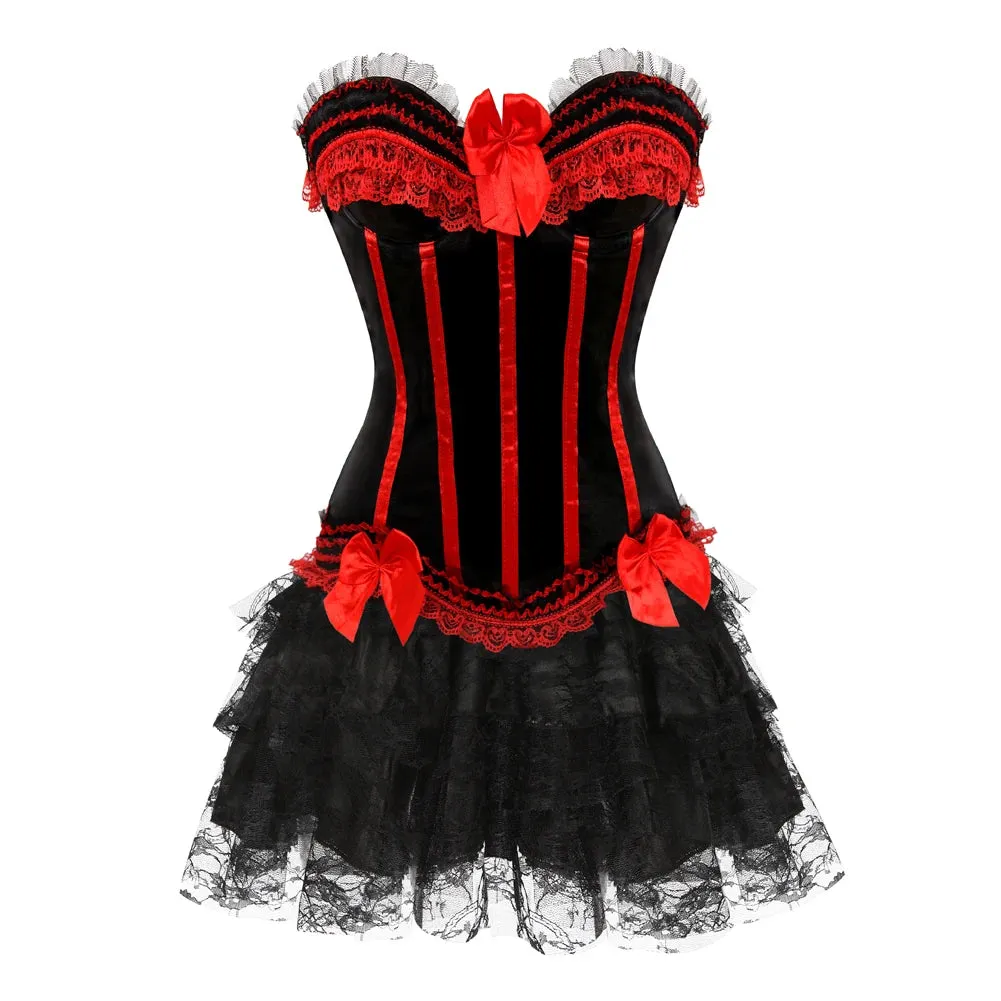 Funki Buys | Dresses | Women's Gothic Satin Lace Corset Dress