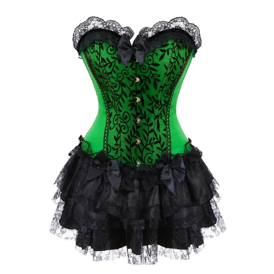 Funki Buys | Dresses | Women's Gothic Satin Lace Corset Dress