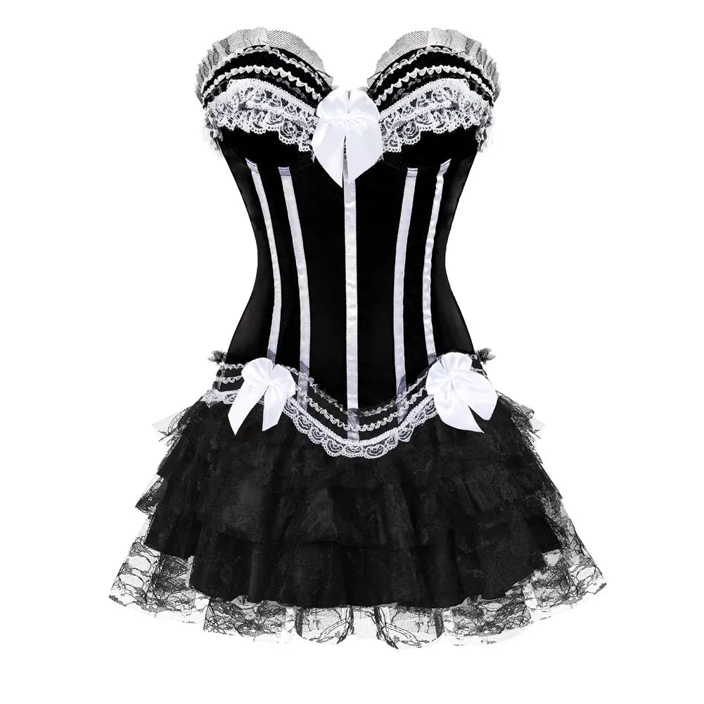 Funki Buys | Dresses | Women's Gothic Satin Lace Corset Dress