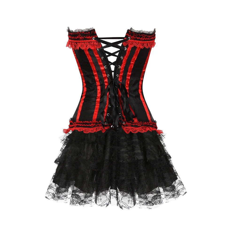 Funki Buys | Dresses | Women's Gothic Satin Lace Corset Dress