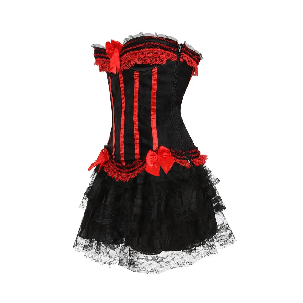 Funki Buys | Dresses | Women's Gothic Satin Lace Corset Dress