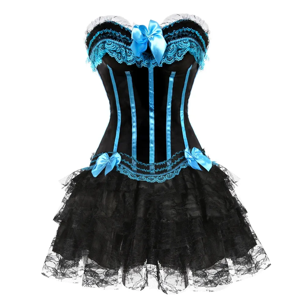 Funki Buys | Dresses | Women's Gothic Satin Lace Corset Dress