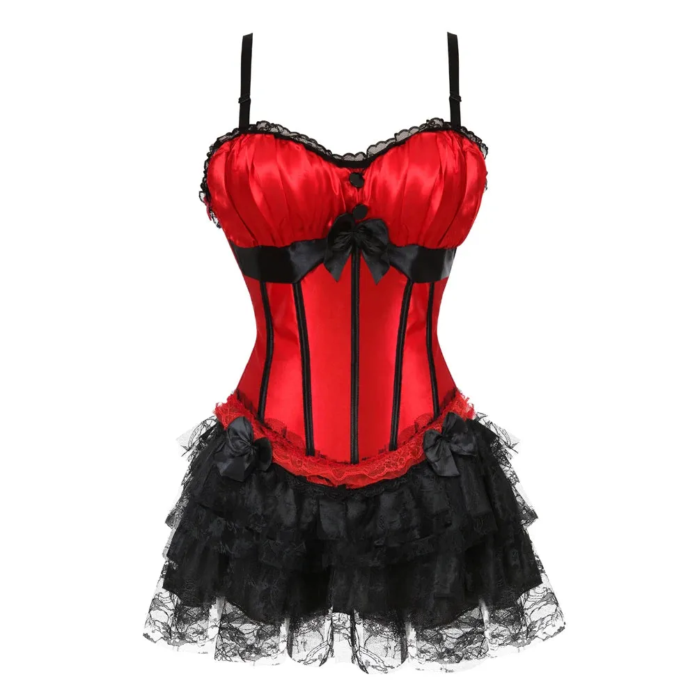 Funki Buys | Dresses | Women's Gothic Satin Lace Corset Dress