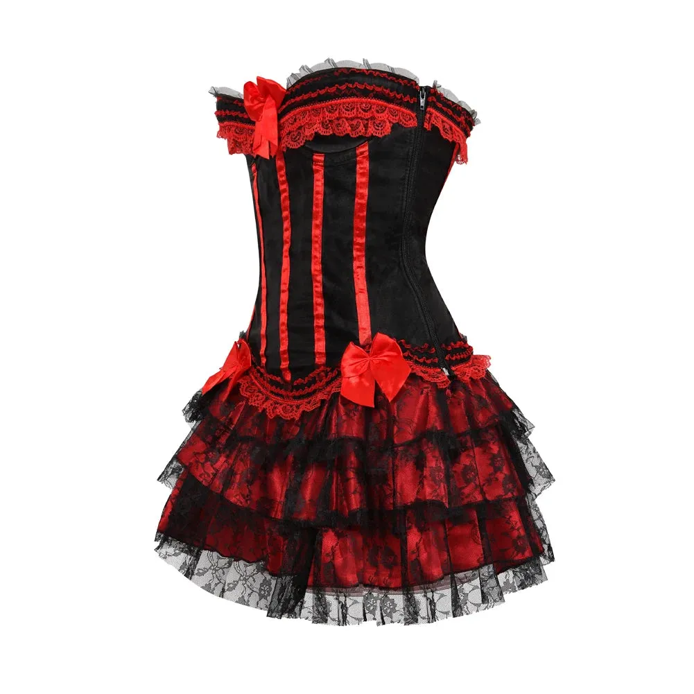 Funki Buys | Dresses | Women's Gothic Satin Lace Corset Dress