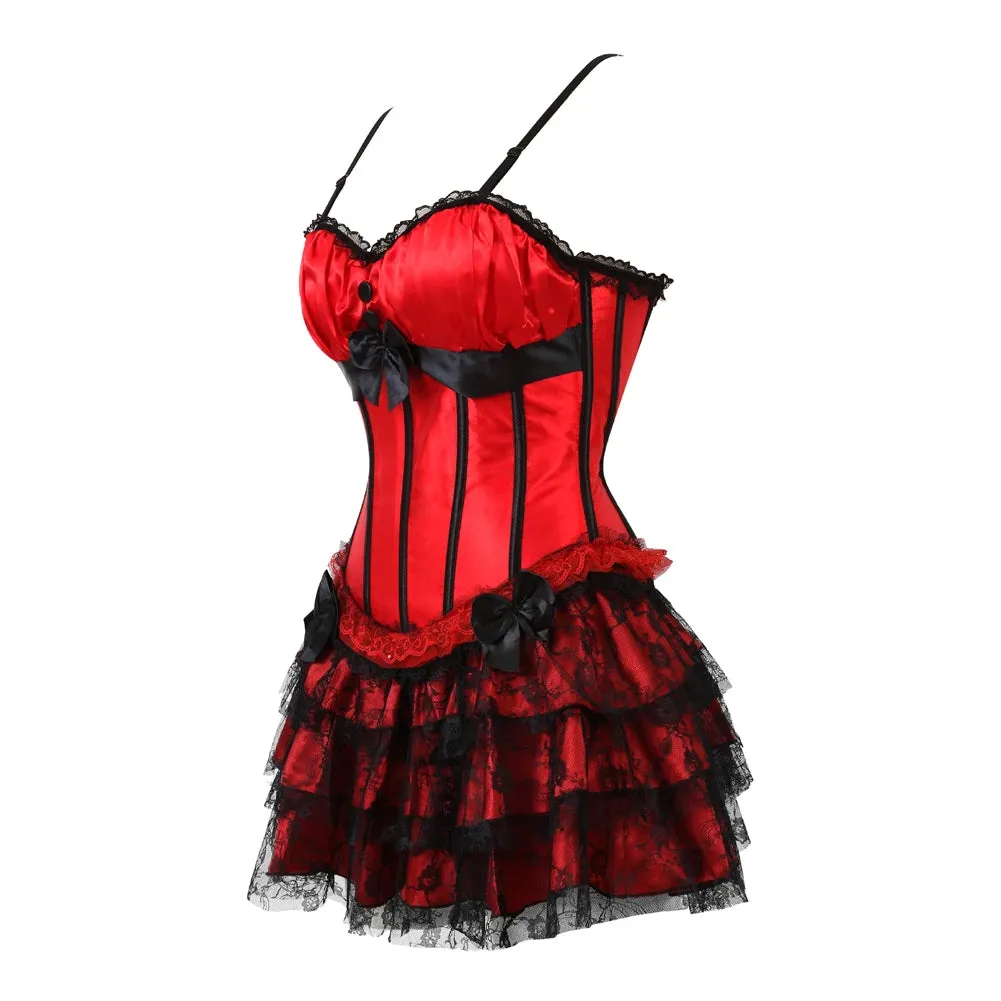 Funki Buys | Dresses | Women's Gothic Satin Lace Corset Dress