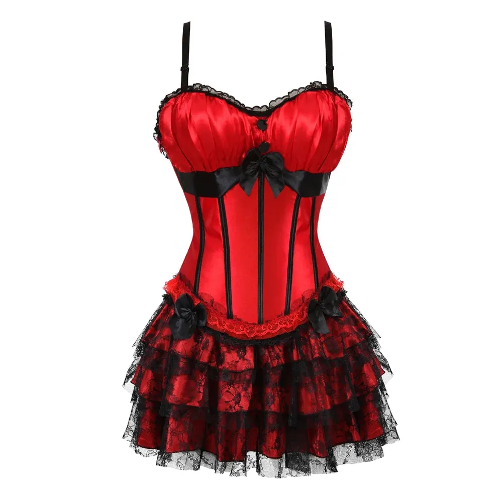 Funki Buys | Dresses | Women's Gothic Satin Lace Corset Dress