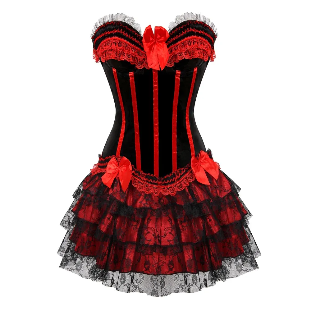 Funki Buys | Dresses | Women's Gothic Satin Lace Corset Dress