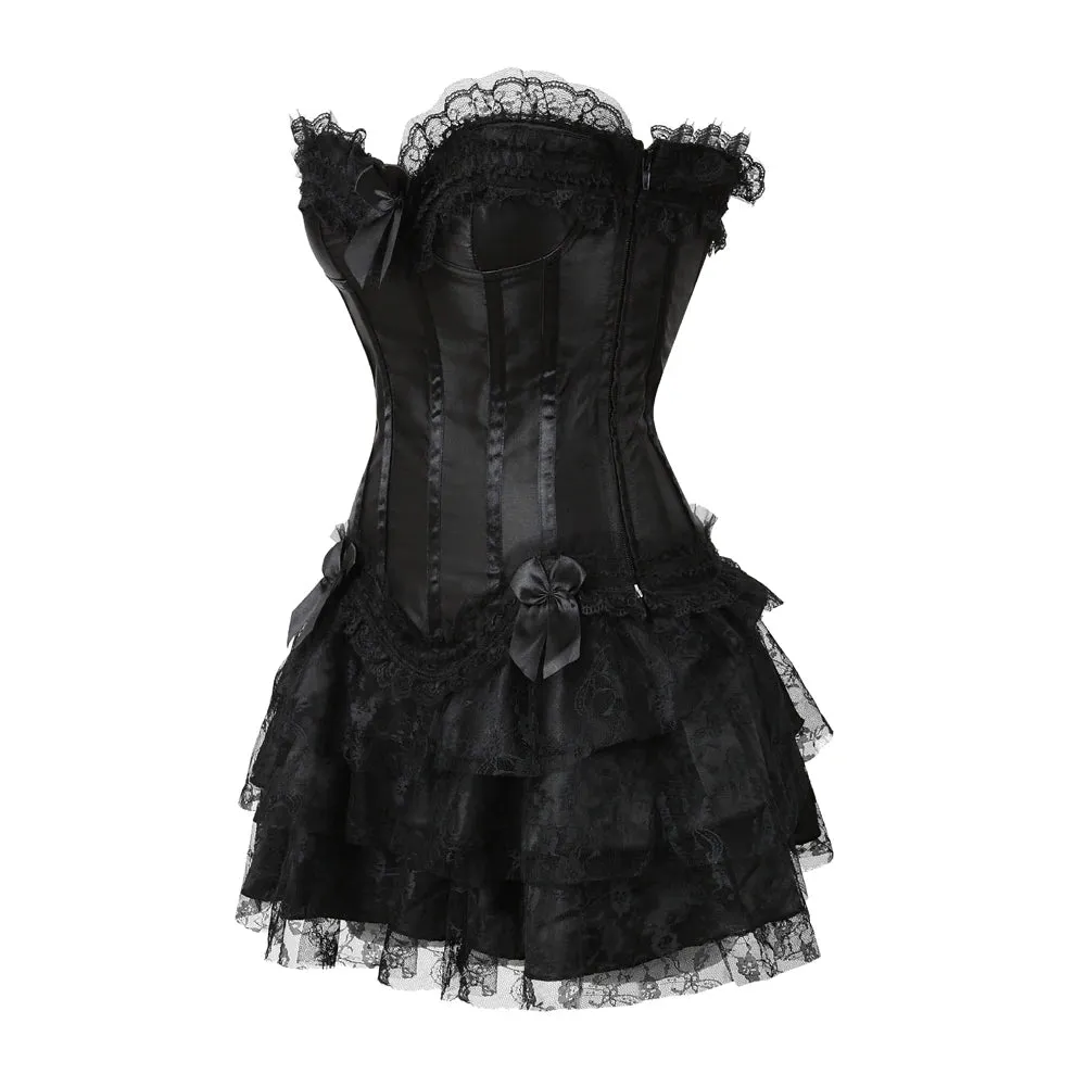 Funki Buys | Dresses | Women's Gothic Satin Lace Corset Dress