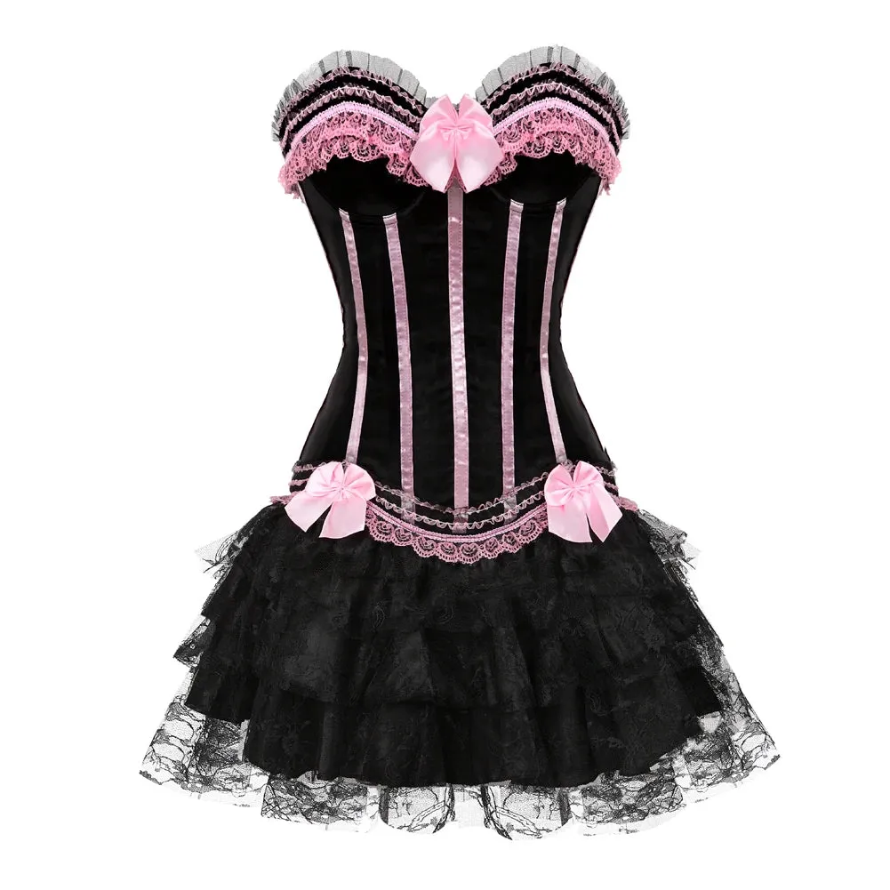 Funki Buys | Dresses | Women's Gothic Satin Lace Corset Dress