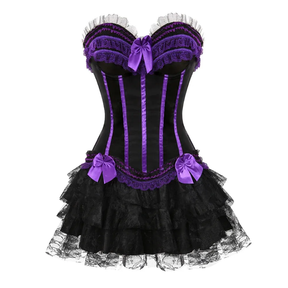 Funki Buys | Dresses | Women's Gothic Satin Lace Corset Dress